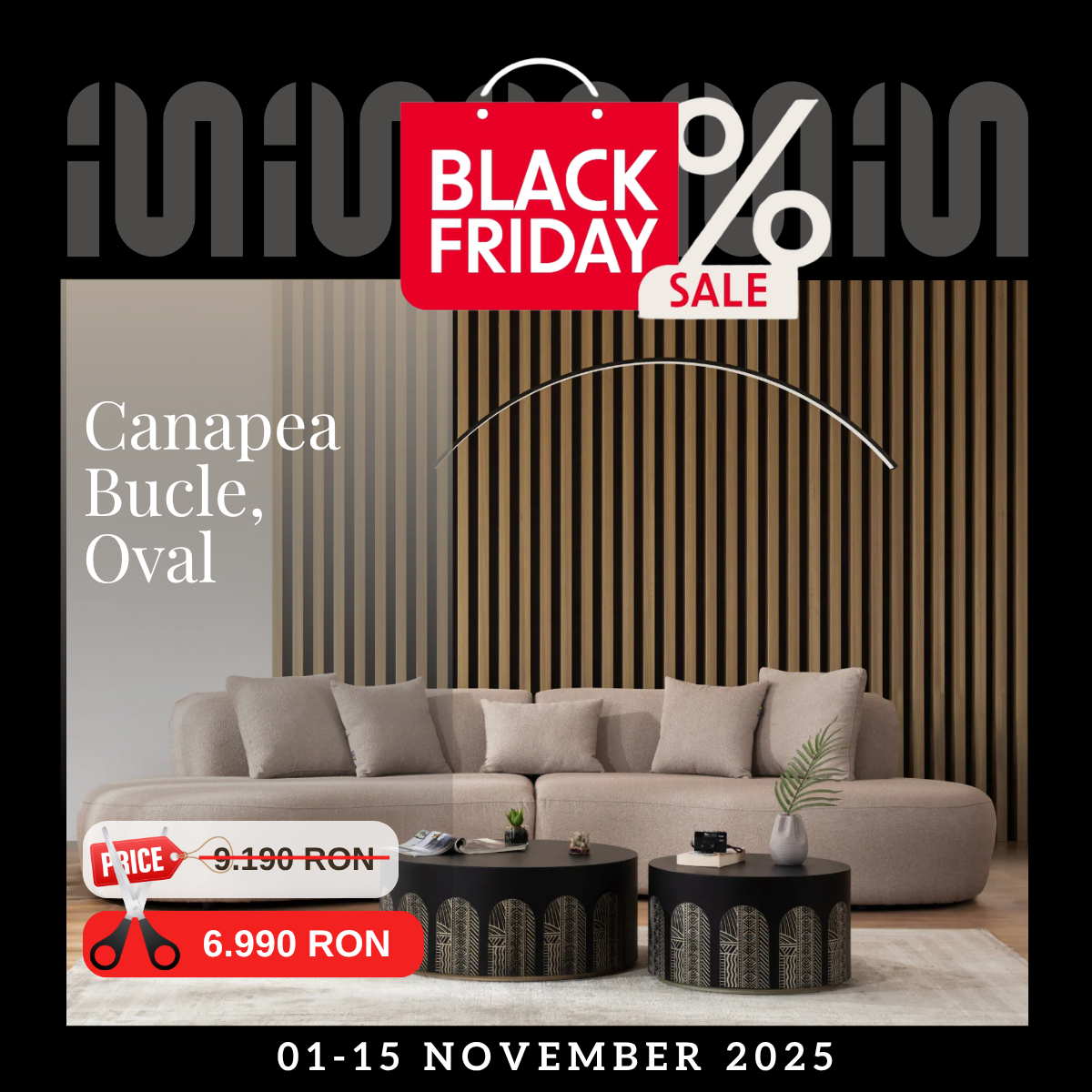 Canapea Modernă Bucle, Oval