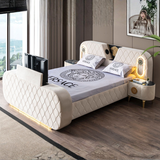 Pat tapițat cu spatiu TV incorporat, Venur A