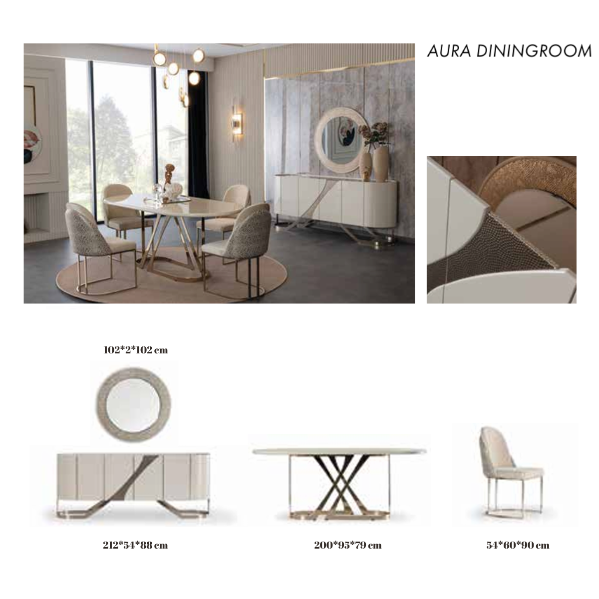 Comoda de Dining de lux cu Oglinda, Aura Z