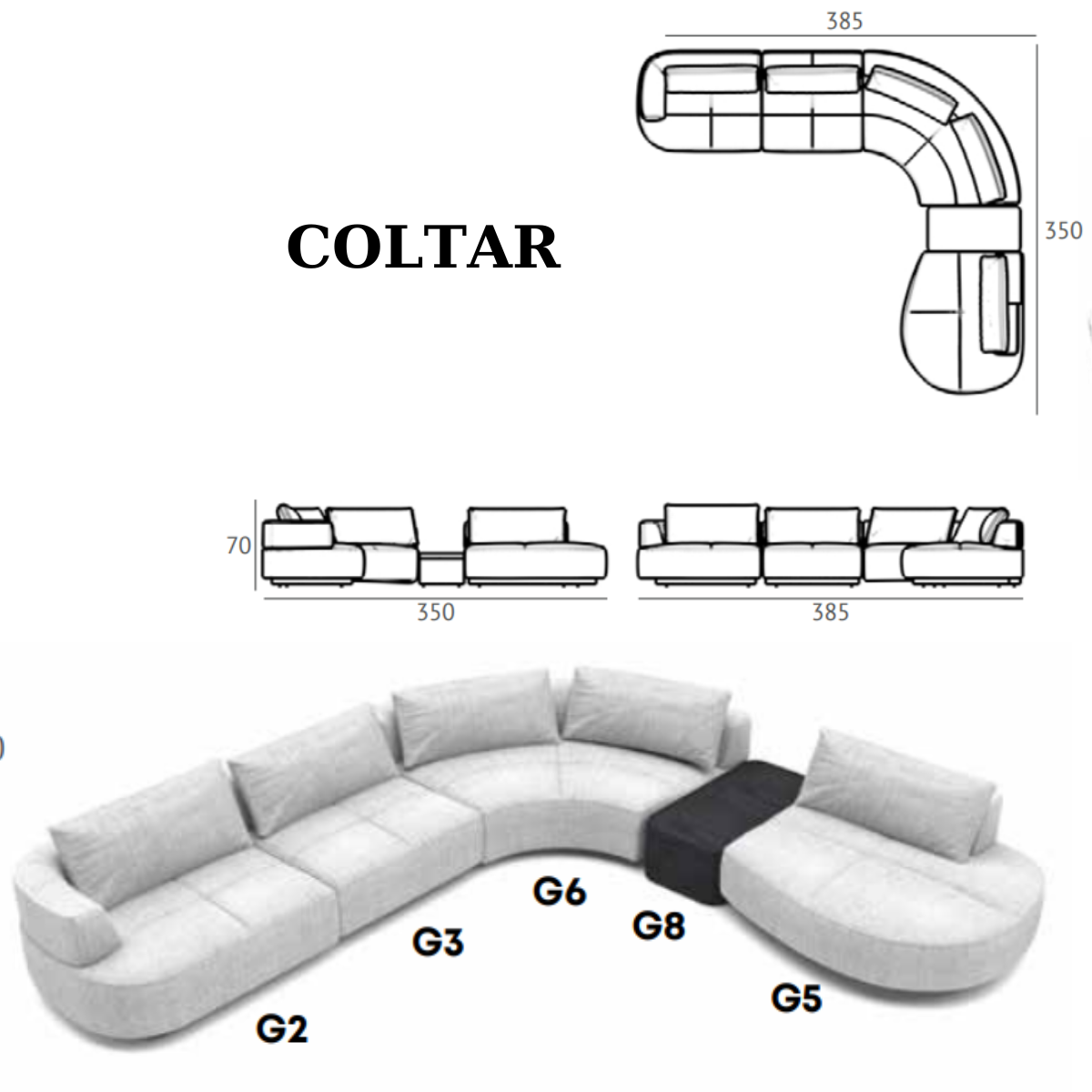 Colecția Modulară de Canapele și Colțare, Grande