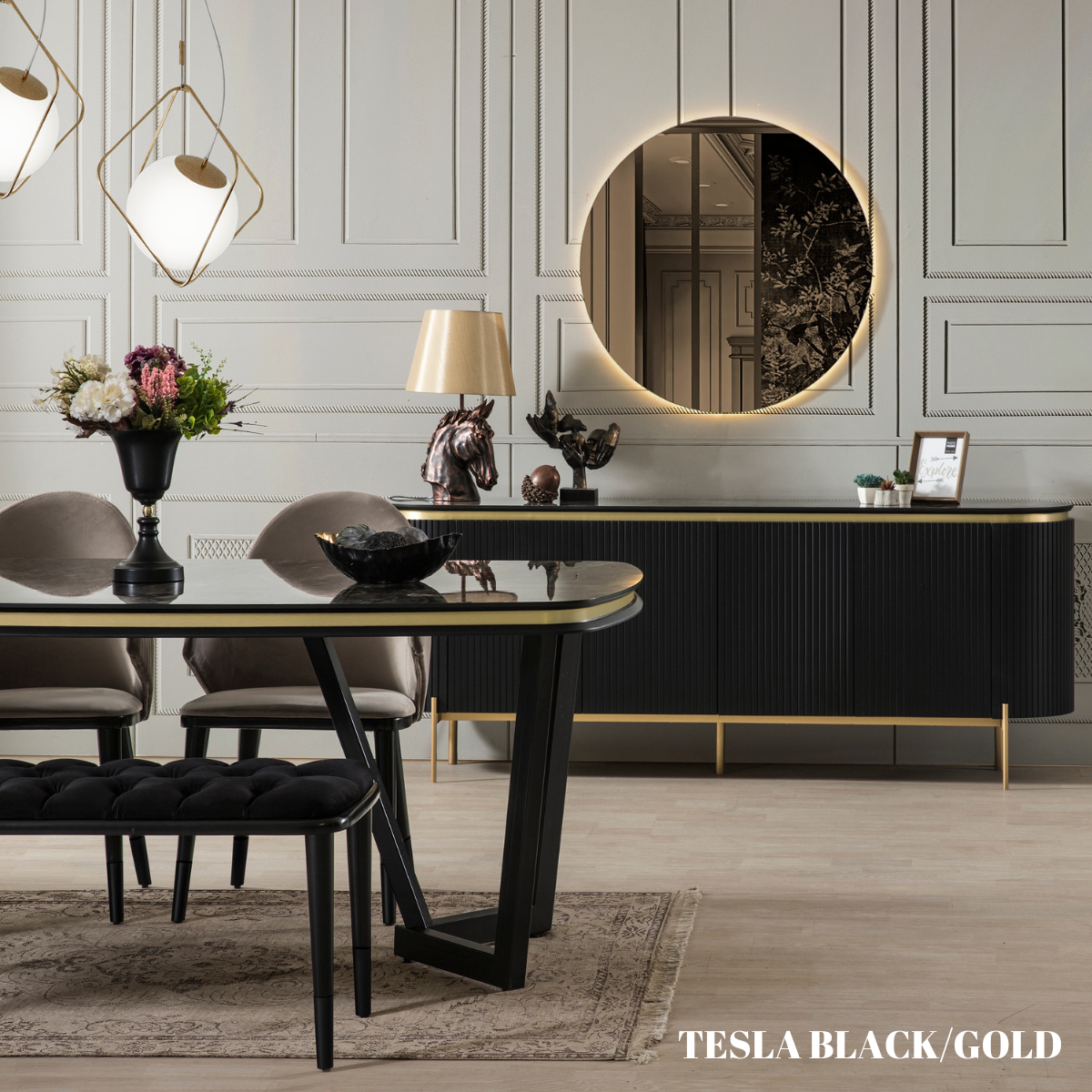 Comoda cu oglinda de lux ,Tesla K din MDF