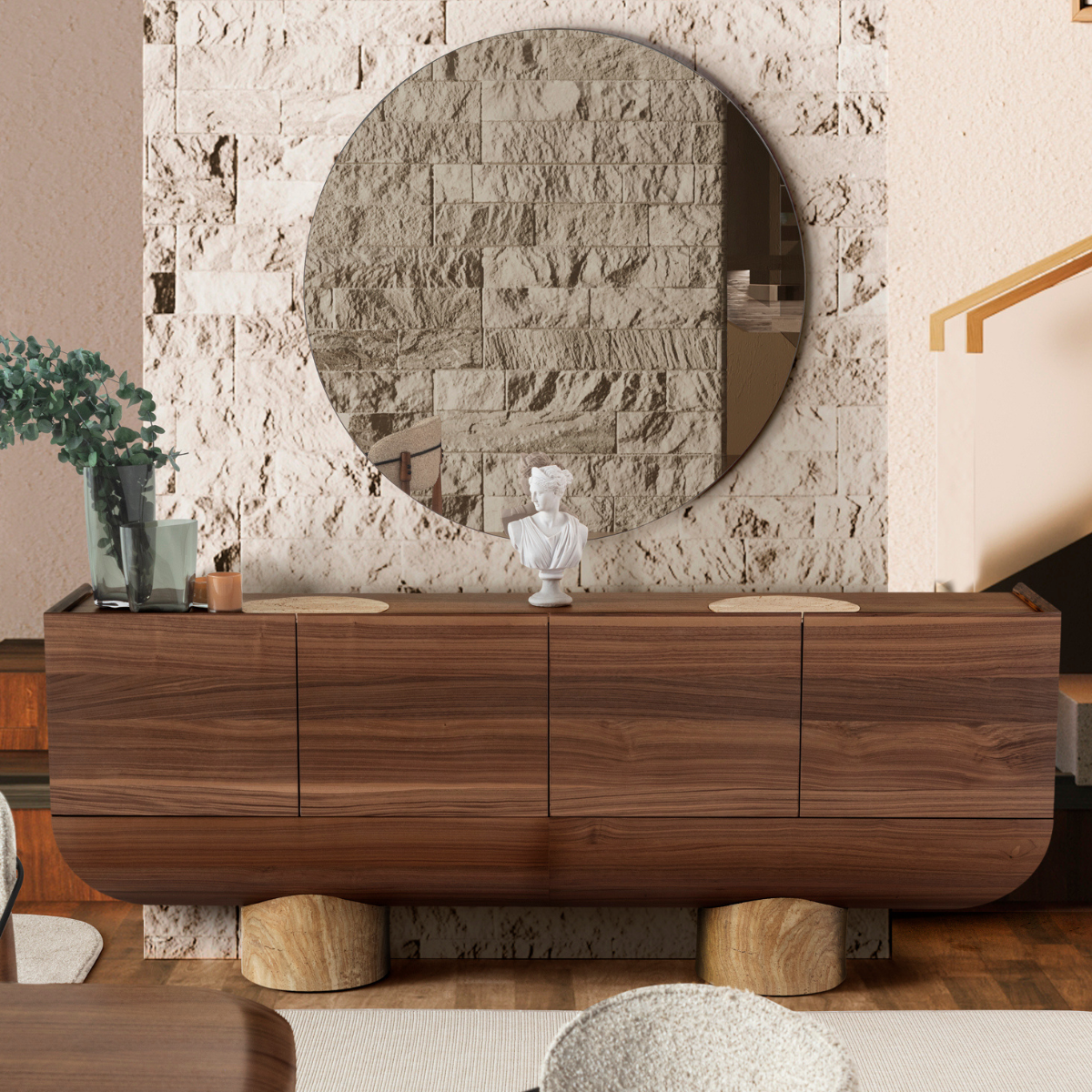 Comoda de Dining cu Oglinda, Velur