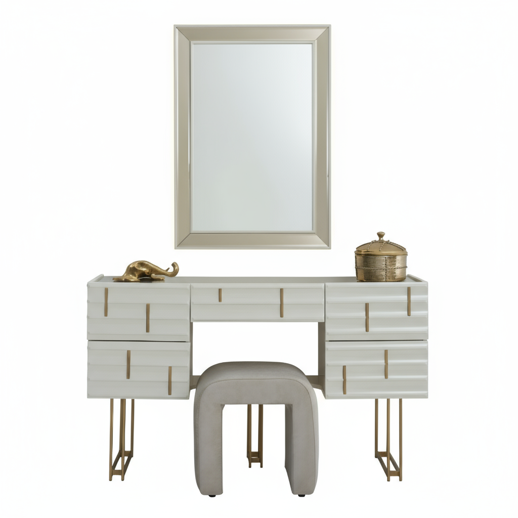 Comoda de Dormitor cu Oglinda si Taburet, Baku H