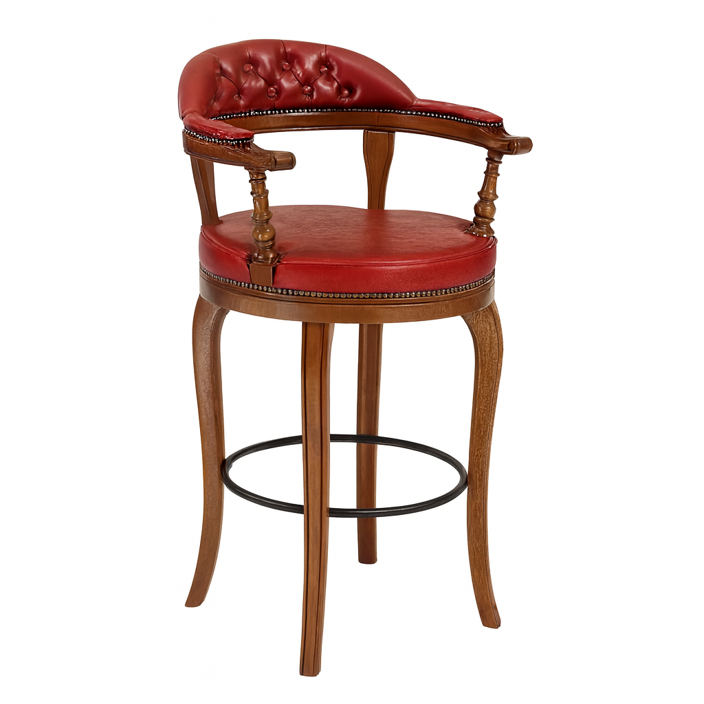 Scaun bar de lux din lemn, Oxford 1, roșu