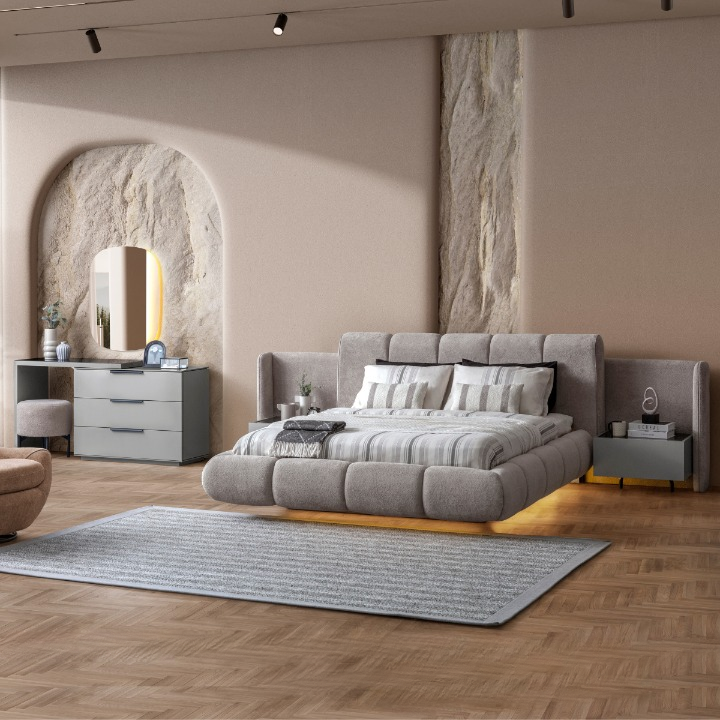 Pat tapitat de lux cu noptiere, Zehra