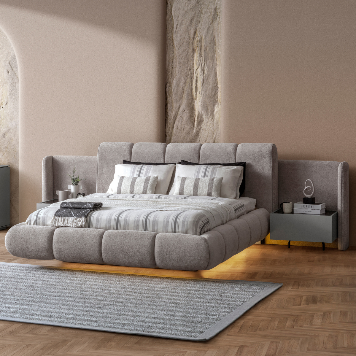 Pat tapitat de lux cu noptiere, Zehra