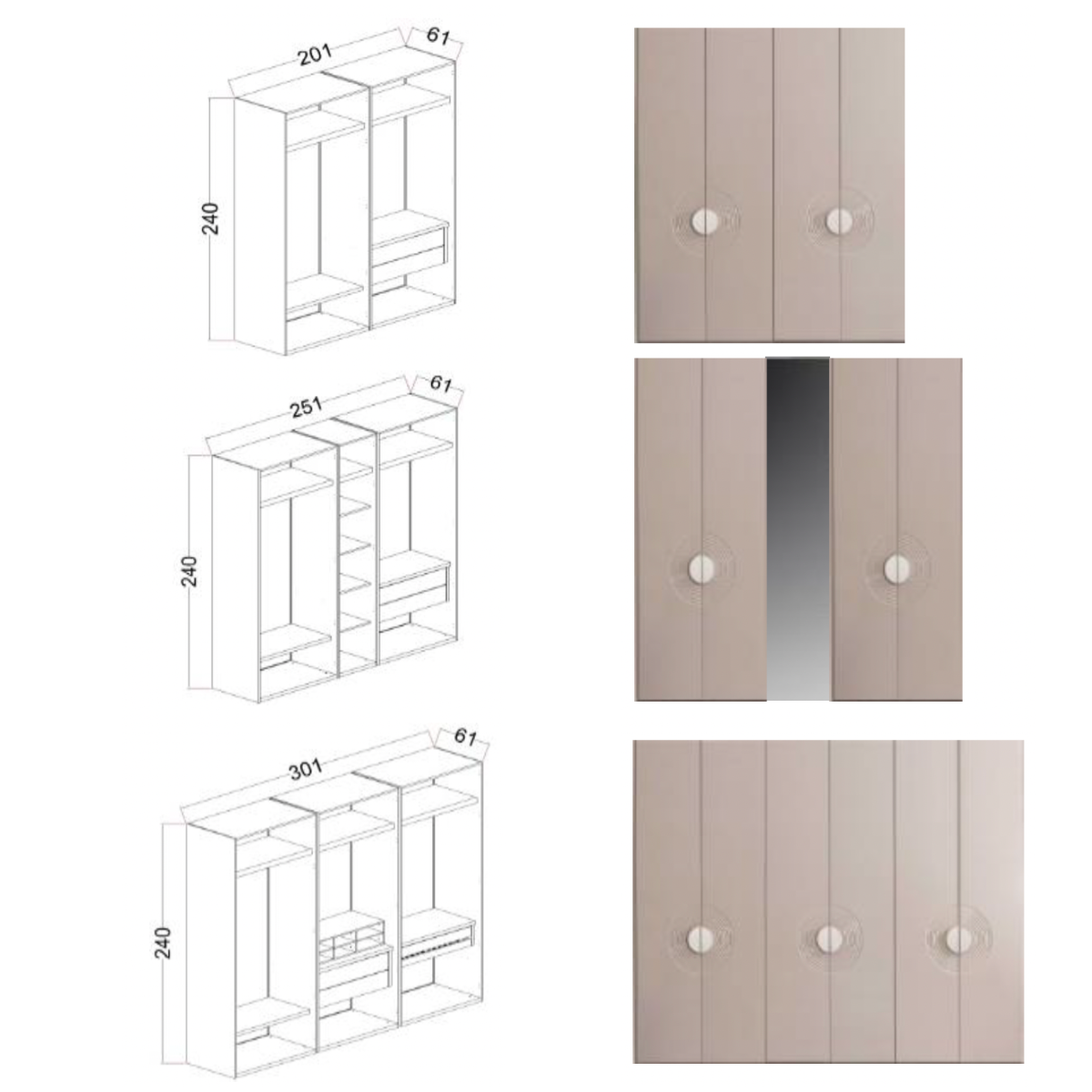 Set Dormitor de lux cu dulap 4 uși, Palermo Z