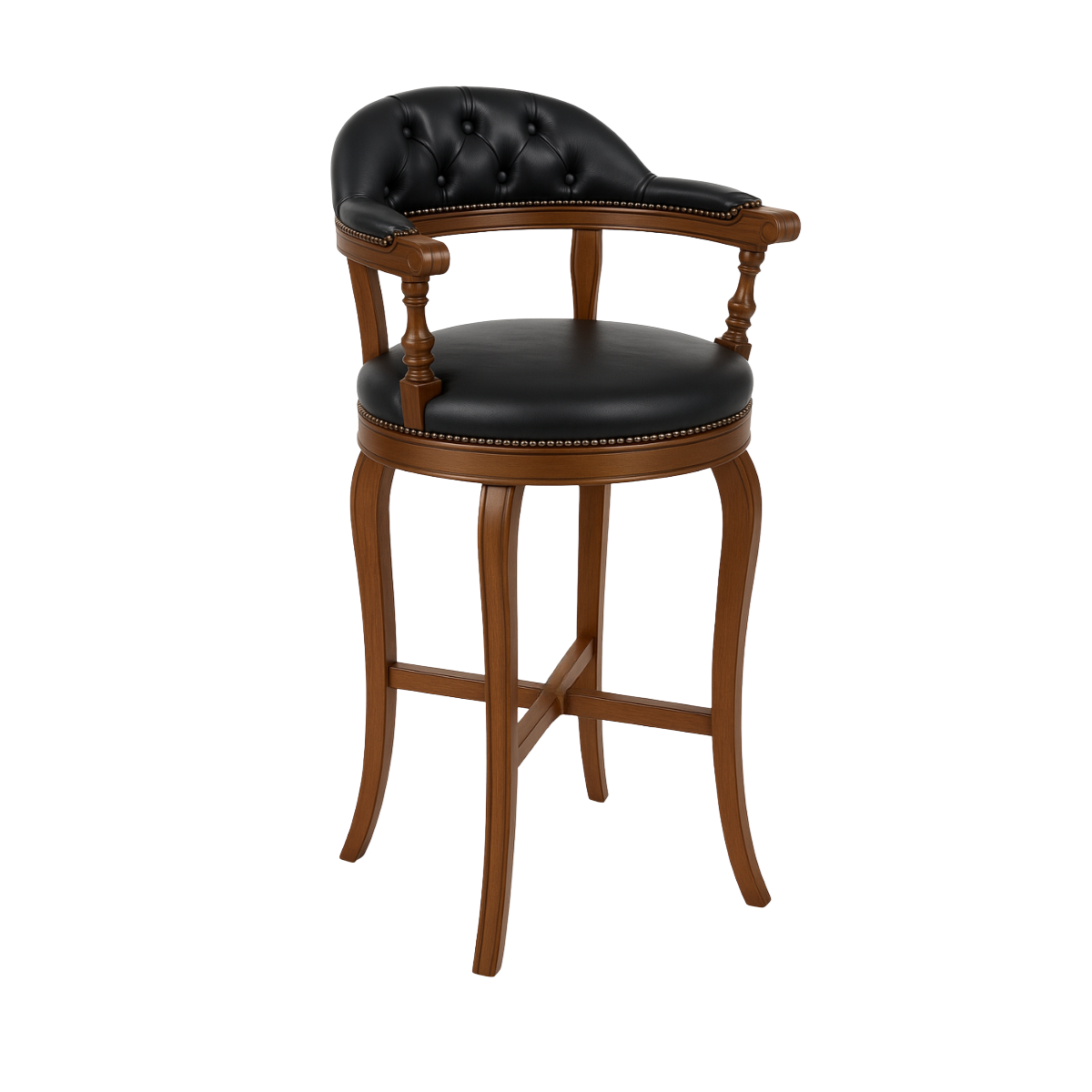Scaun bar de lux din lemn, Oxford 2, negru