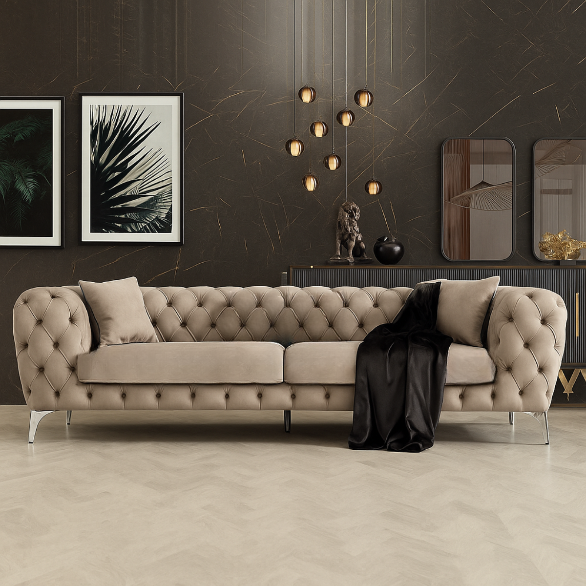 Canapea 3 locuri, London Chester , bej/crom