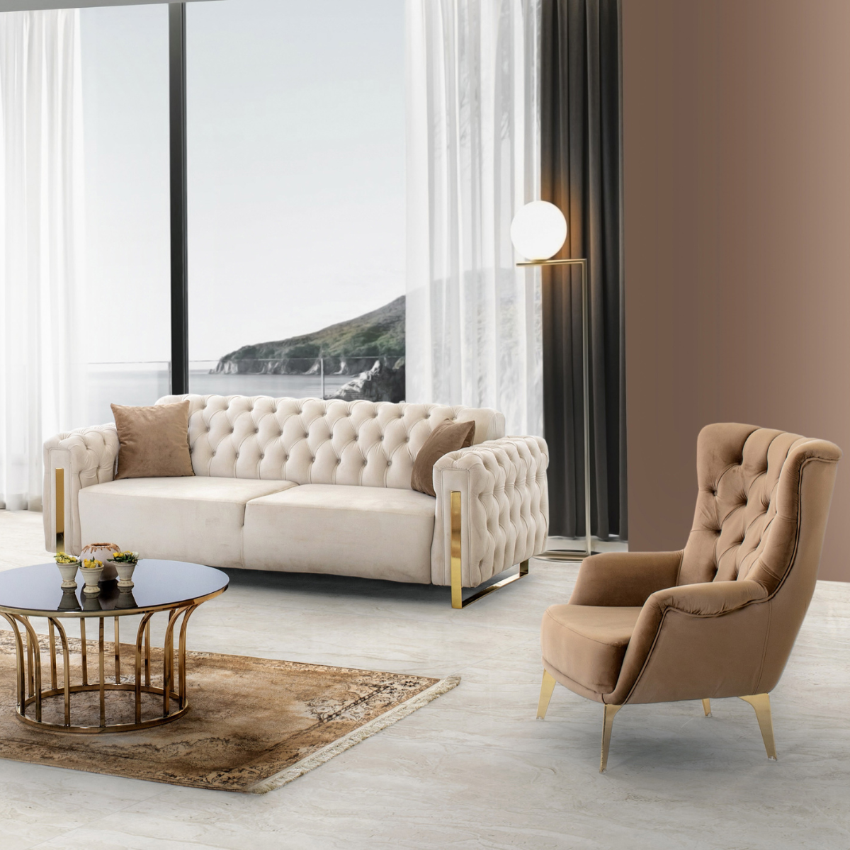 Canapea Chester cu riclainer, Asel