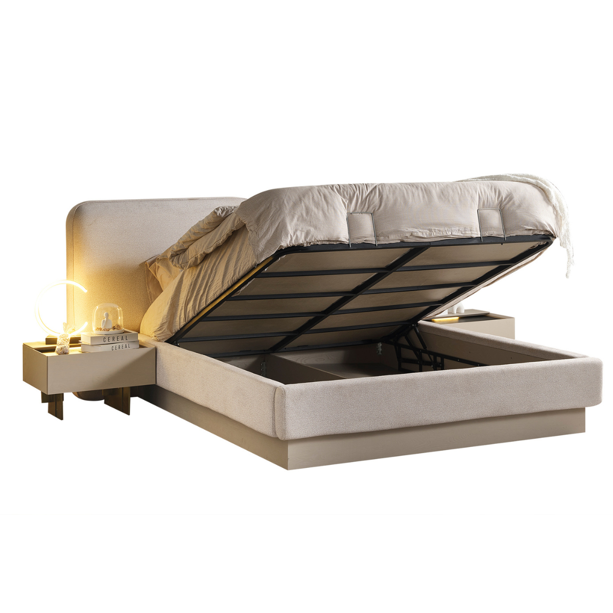 Pat tapițat modern cu ladă, Freda