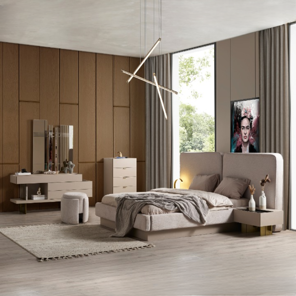 Pat tapițat modern cu ladă, Freda