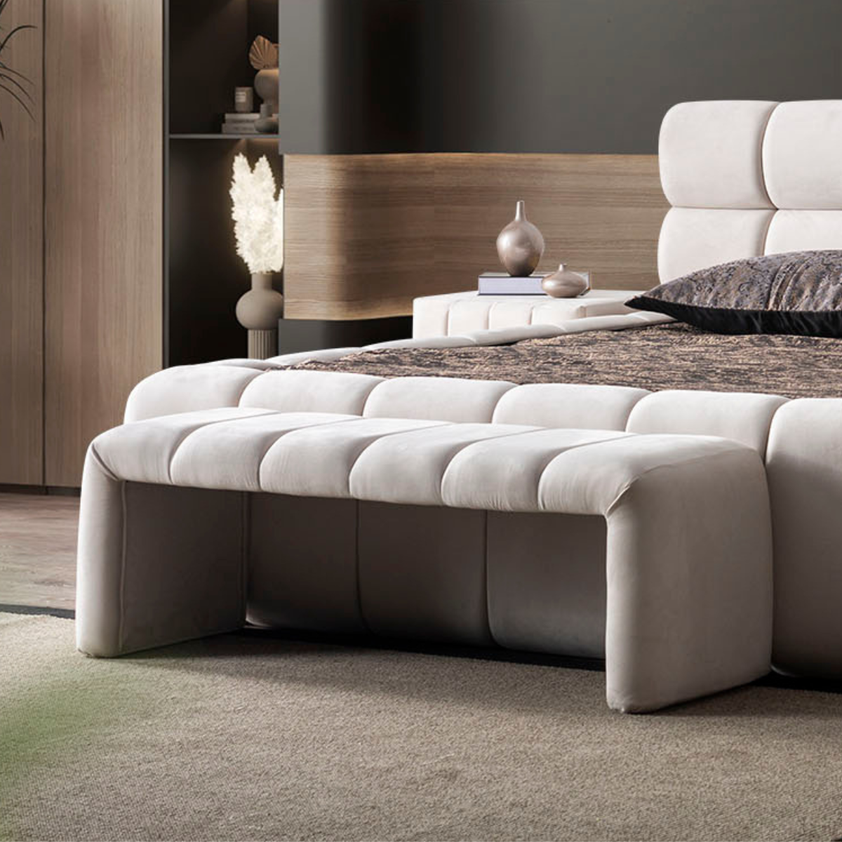 Pat tapițat modern cu ladă, Lugano A