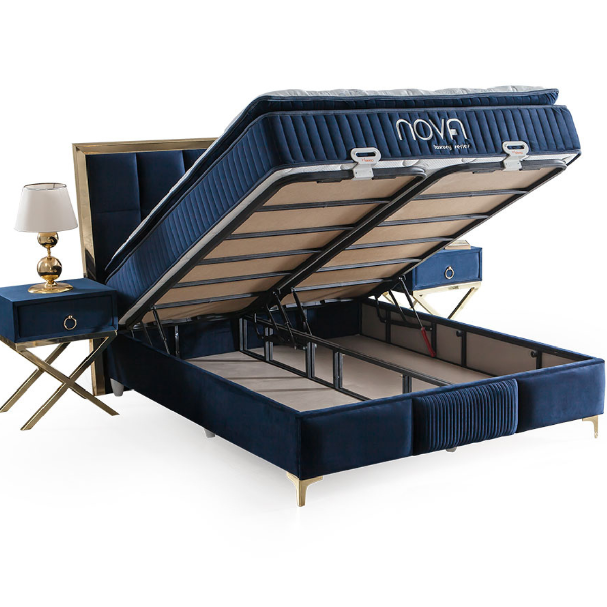 Pat tapițat de lux cu ladă, Nova