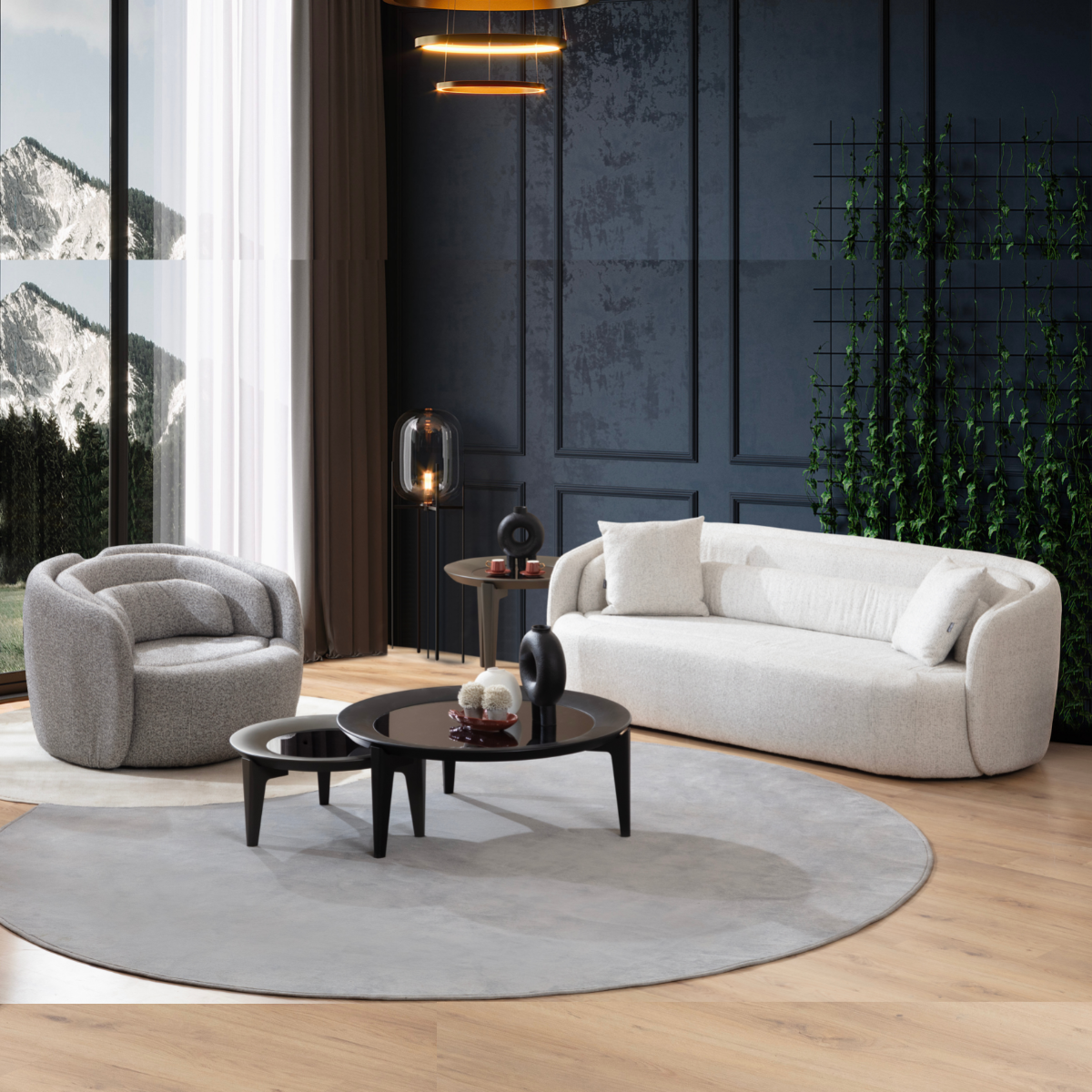 Set Canapea cu fotolii moderne bucle, Osho 1