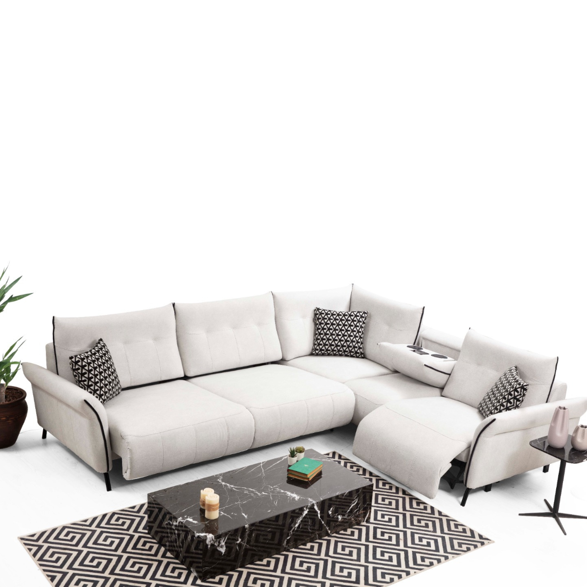 Colțar Modern cu Recliner, Mozart S