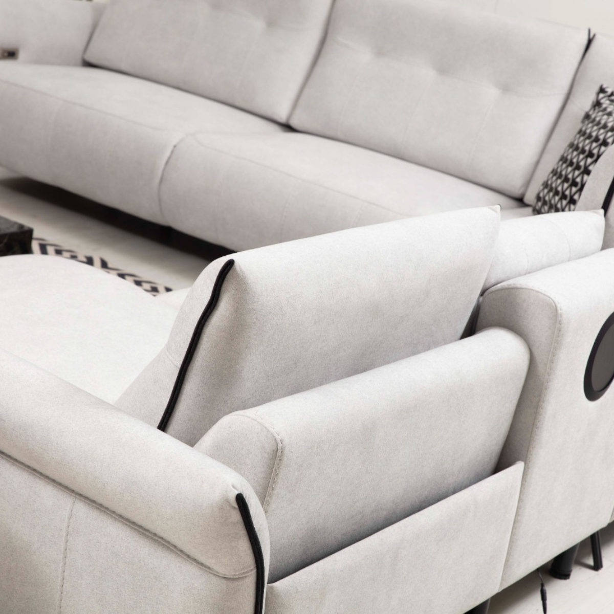 Colțar Modern cu Recliner, Mozart S , crem