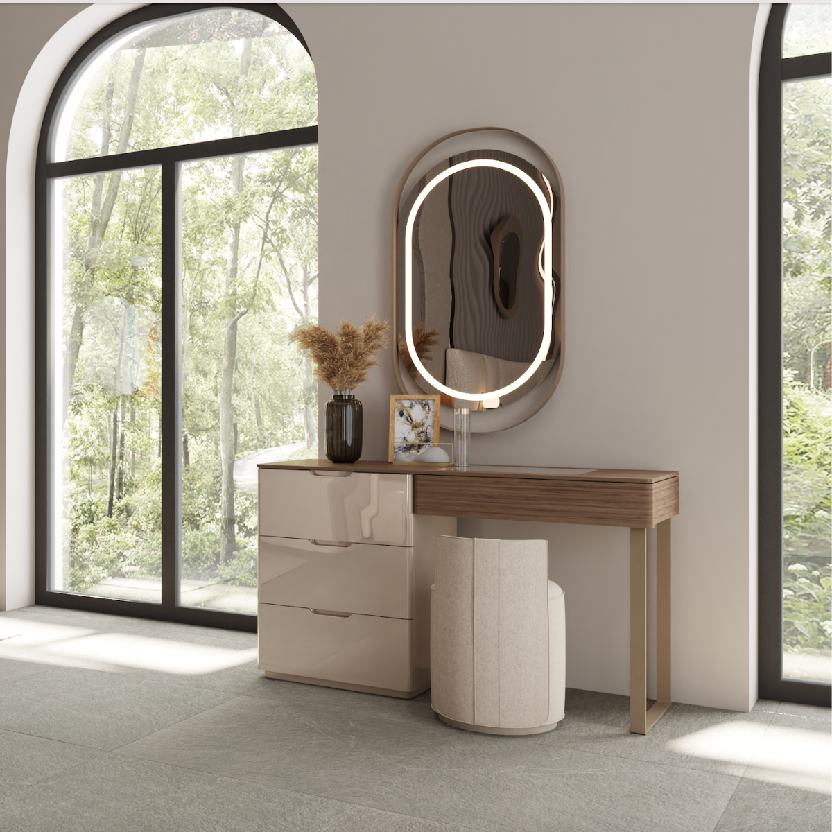 Pat tapițat modern cu 2 noptiere, Bugatis - intermobilifurniture