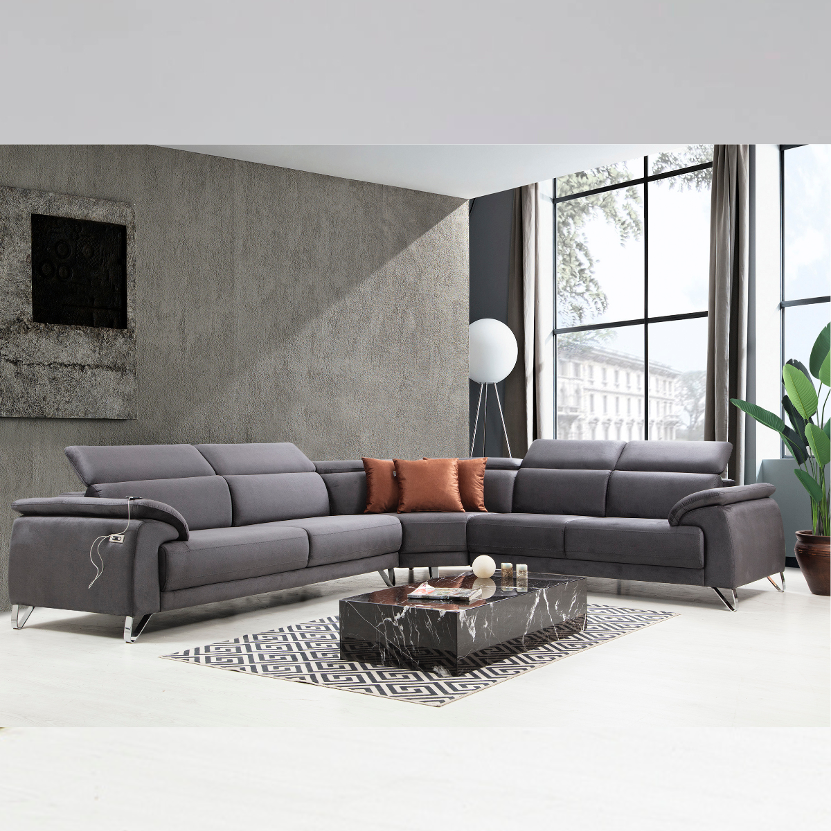 Colțar Modern cu Recliner, Oscar S