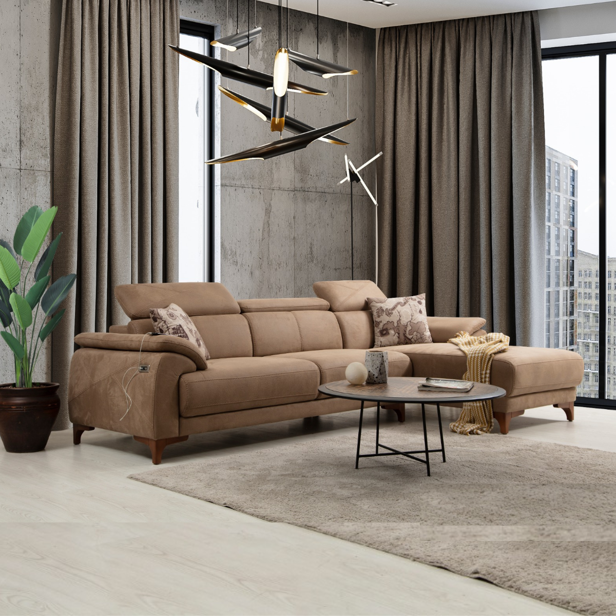 Colțar Modern cu Recliner, Oscar S