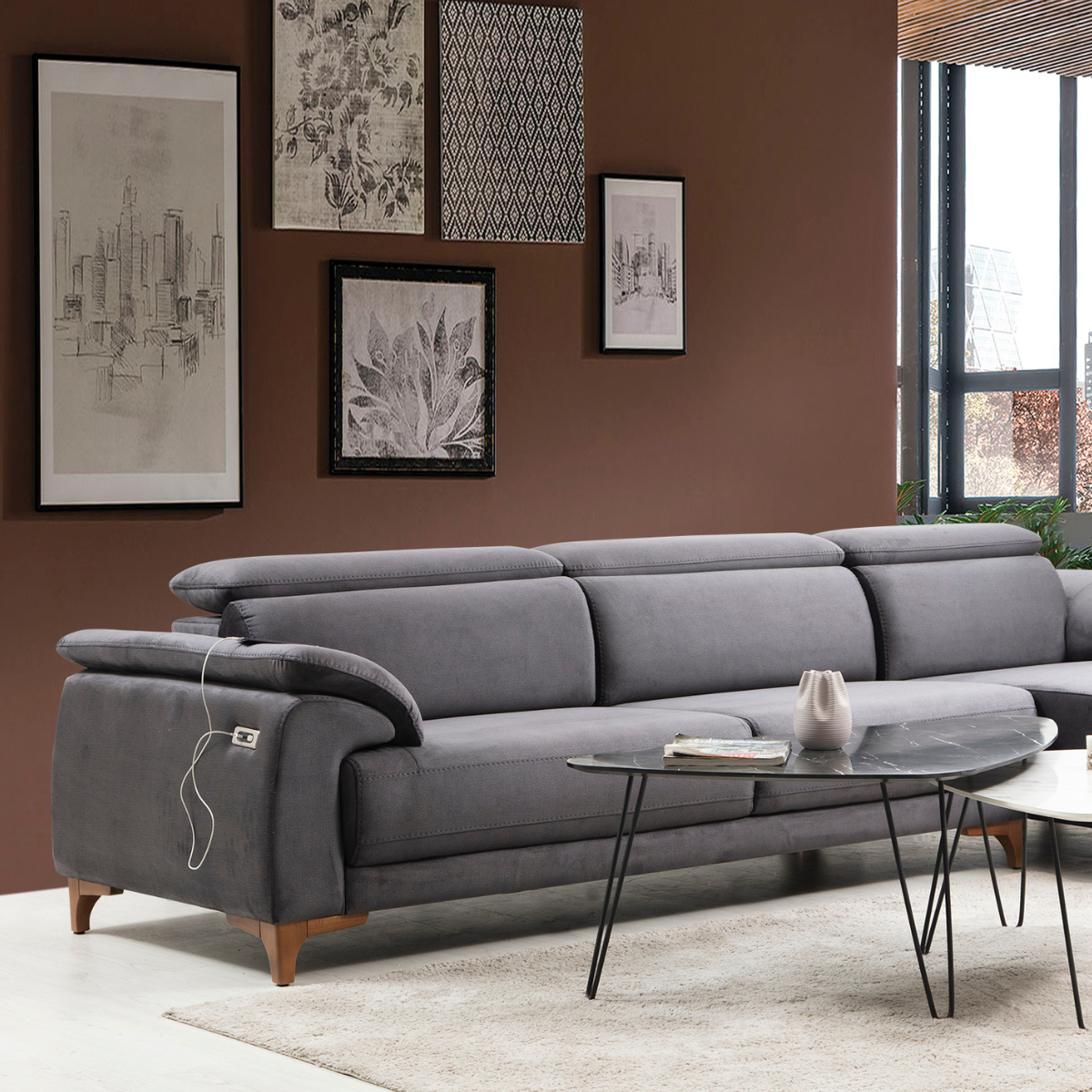 Colțar Modern cu Recliner, Oscar S