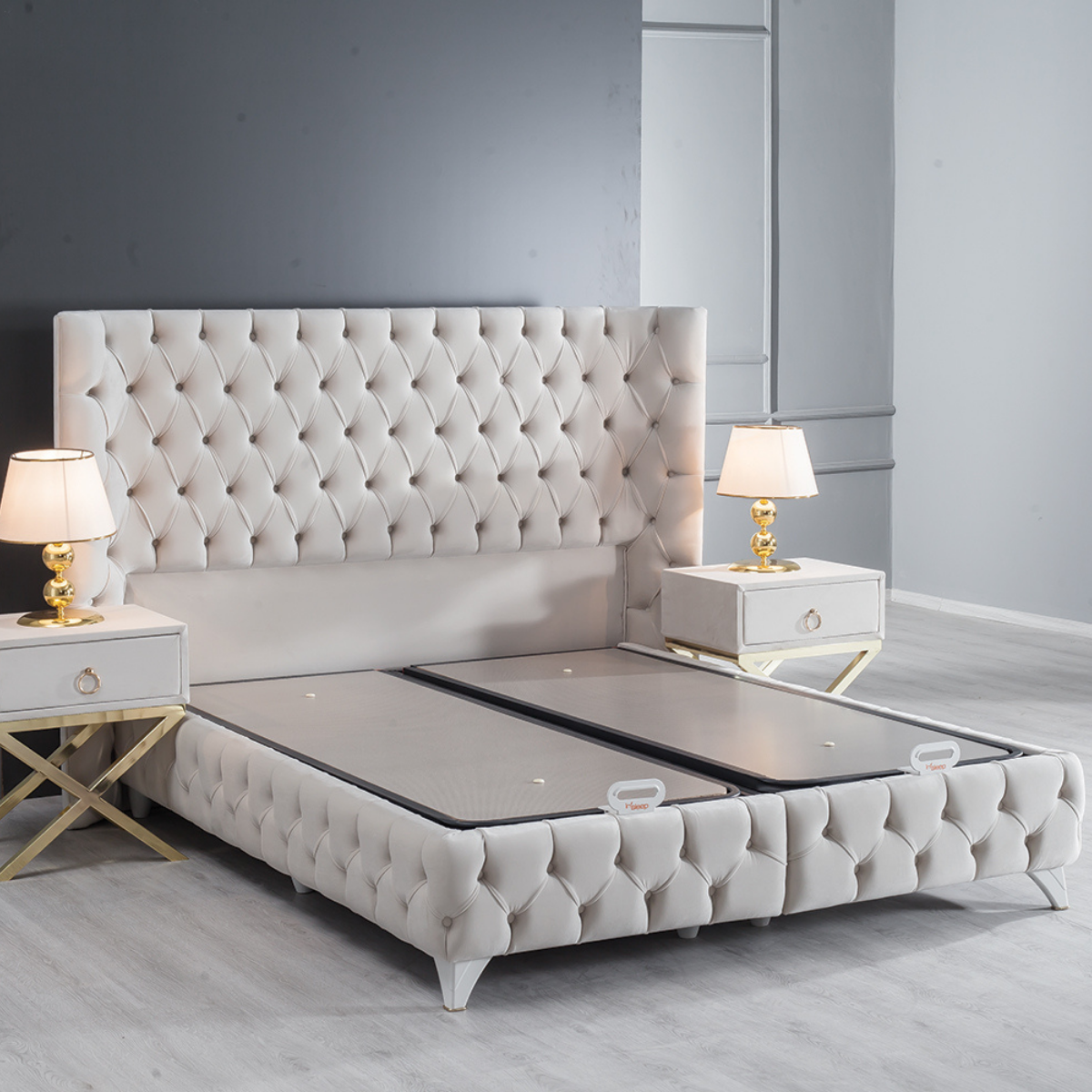 Pat tapițat modern cu ladă, Helen - intermobilifurniture