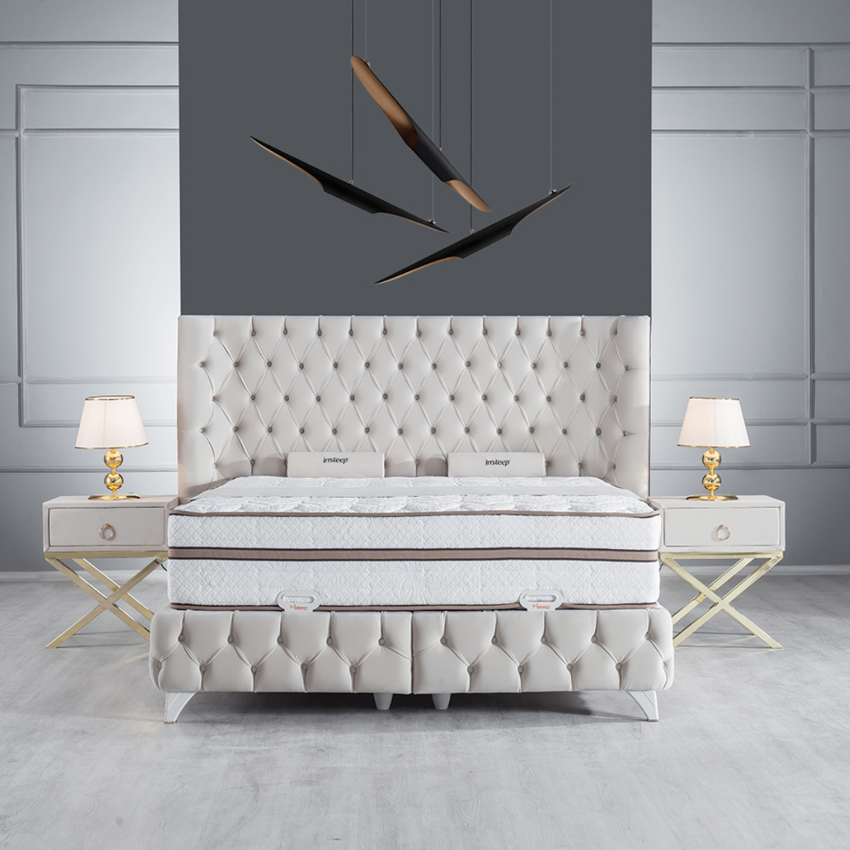 Pat tapițat modern cu ladă, Helen - intermobilifurniture