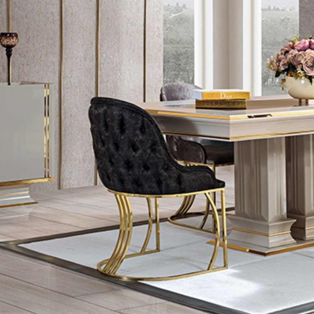 Scaun de lux London Chester, din catifea - intermobilifurniture