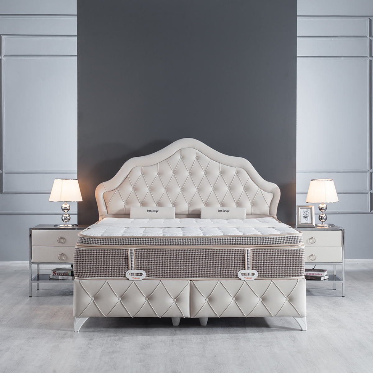 Pat tapițat de lux cu ladă, Perla - intermobilifurniture