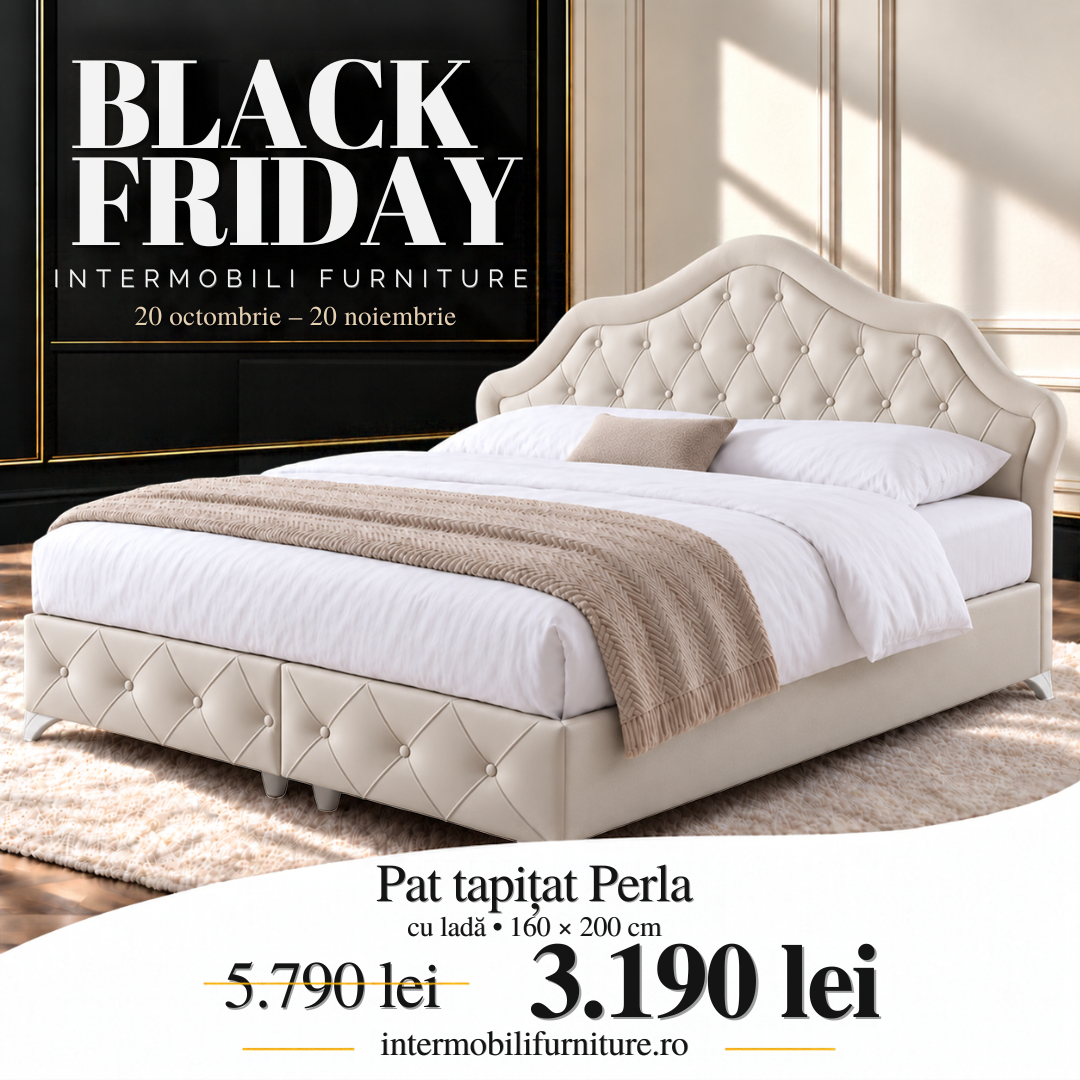 Pat tapițat de lux cu ladă, Perla