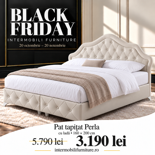 Pat tapițat de lux cu ladă, Perla