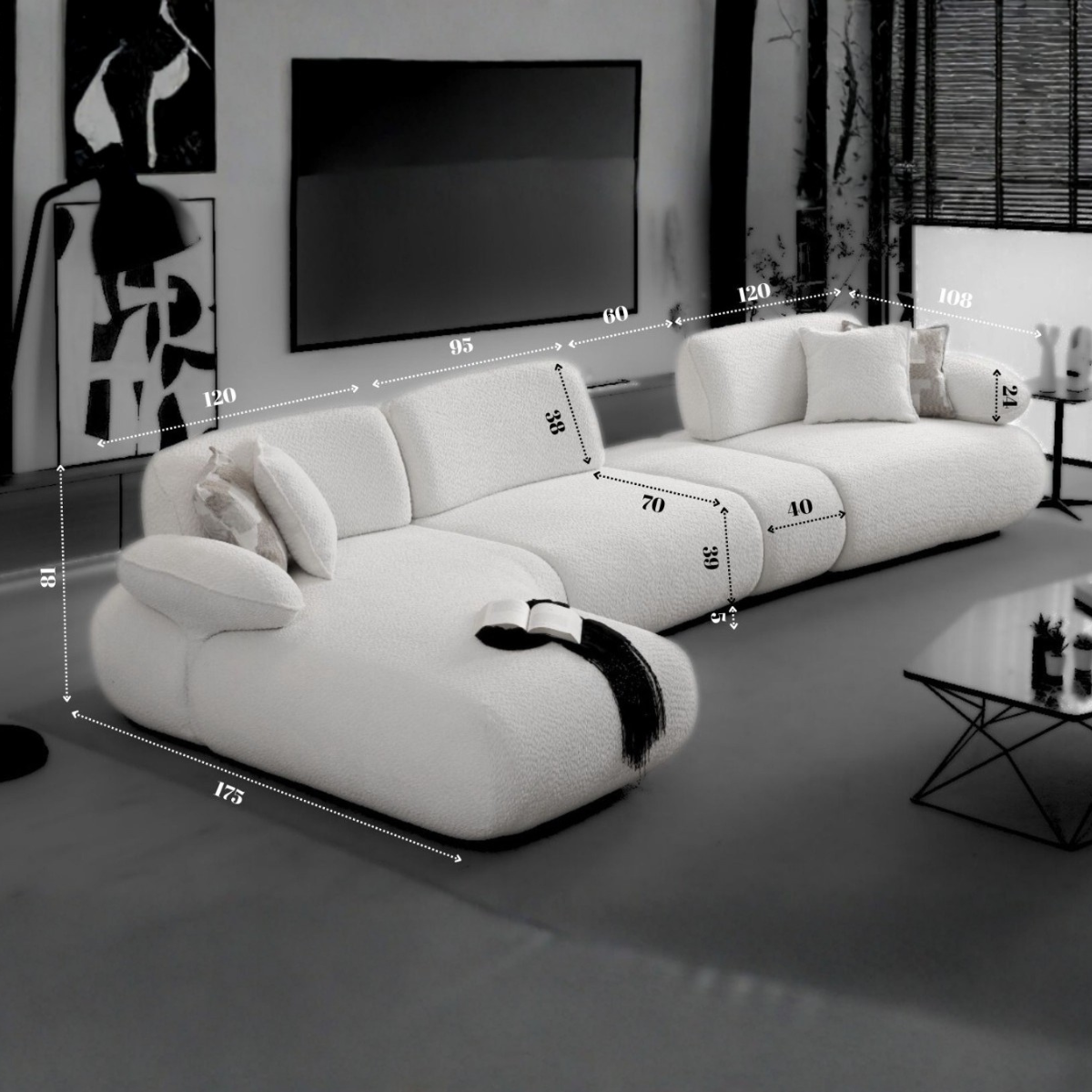 Colțar Modular Bucle, Orlando – design modern pentru living