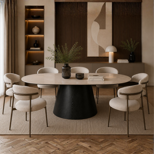 Masă Dining Nero Veneer 200×100 cm cu Blat Ceramic