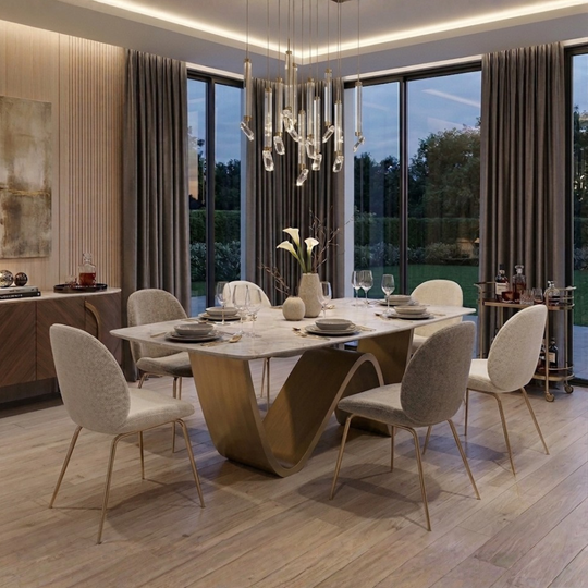 Masă Dining WIEN – Design sculptural și blat ceramic