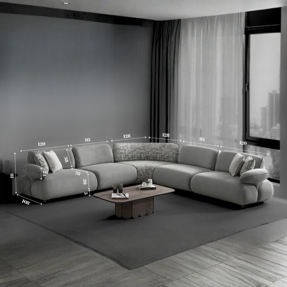 Colțar Modular Bucle, Orlando – design modern pentru living