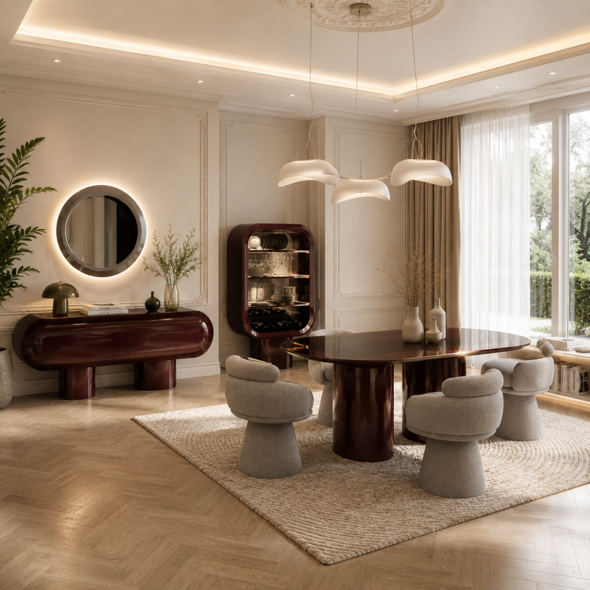 Masă Dining Conte – Masă Modernă Luxury Personalizabilă cu Blat Ceramic, MDF sau Sticlă