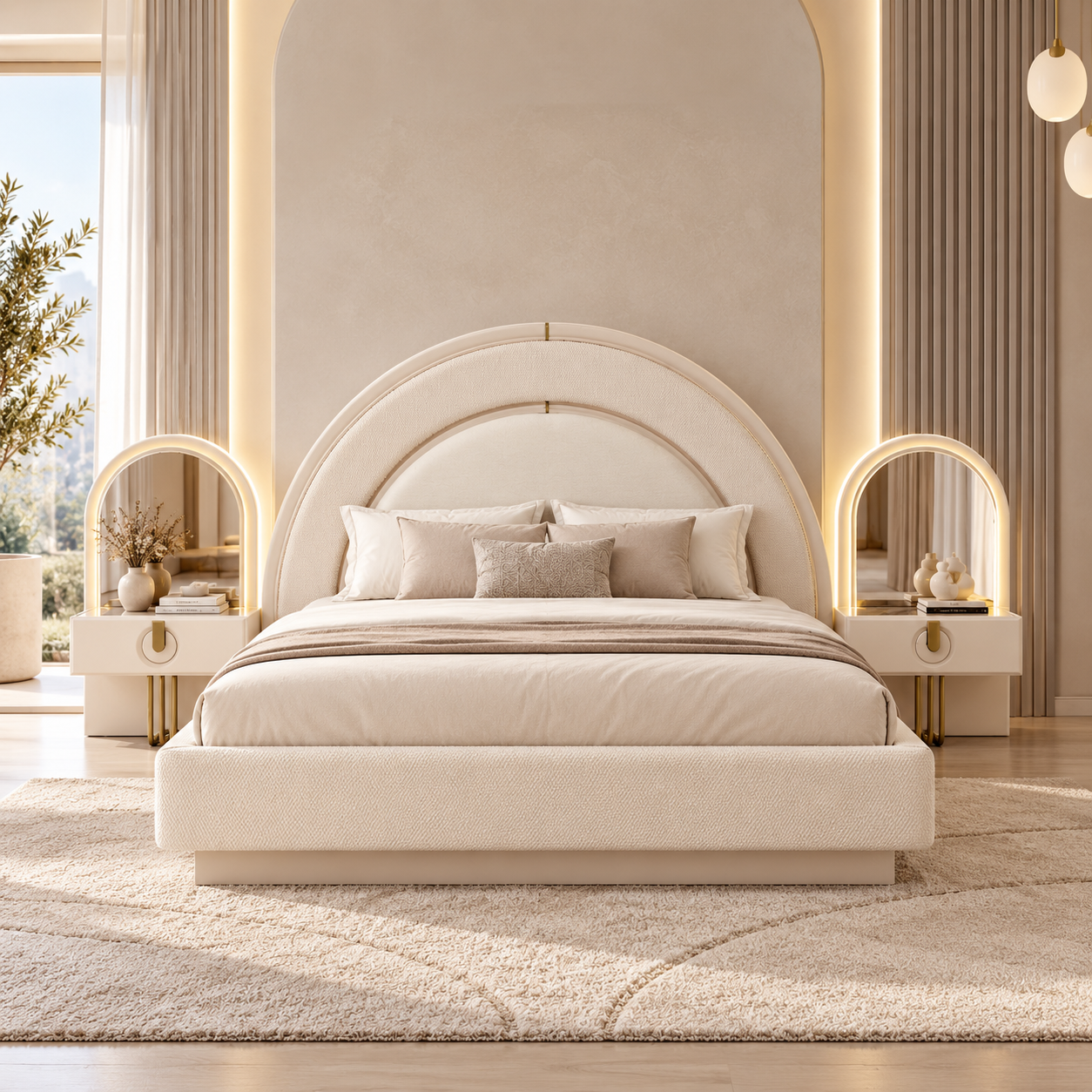 Set dormitor Praga – design modern în nuanțe de crem