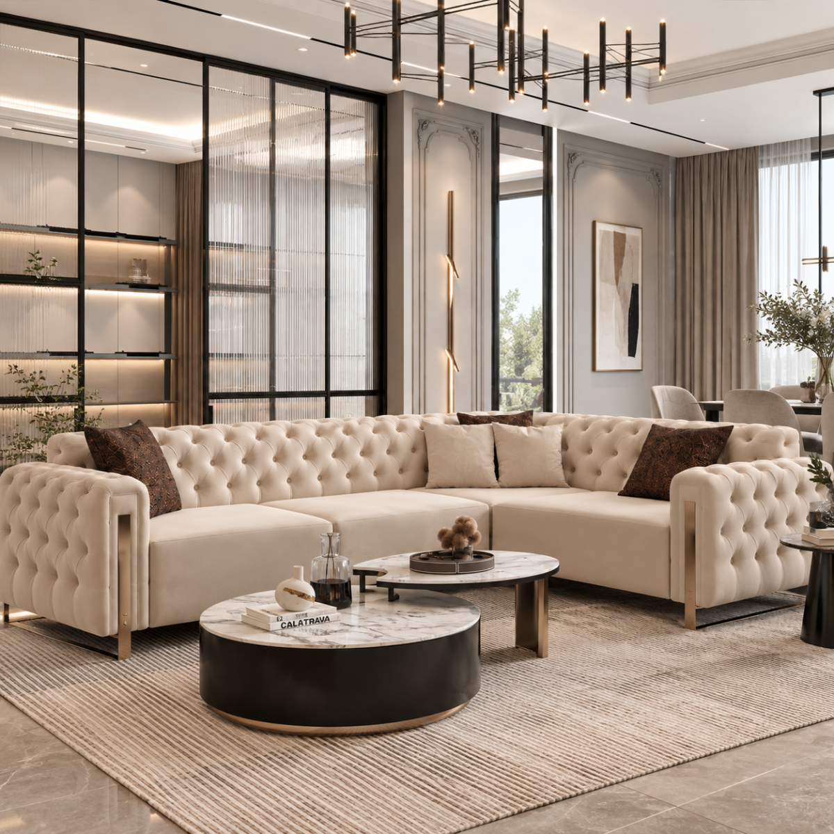 Coltar Chester fix 305x245 cm, Asel ,crem /gold
