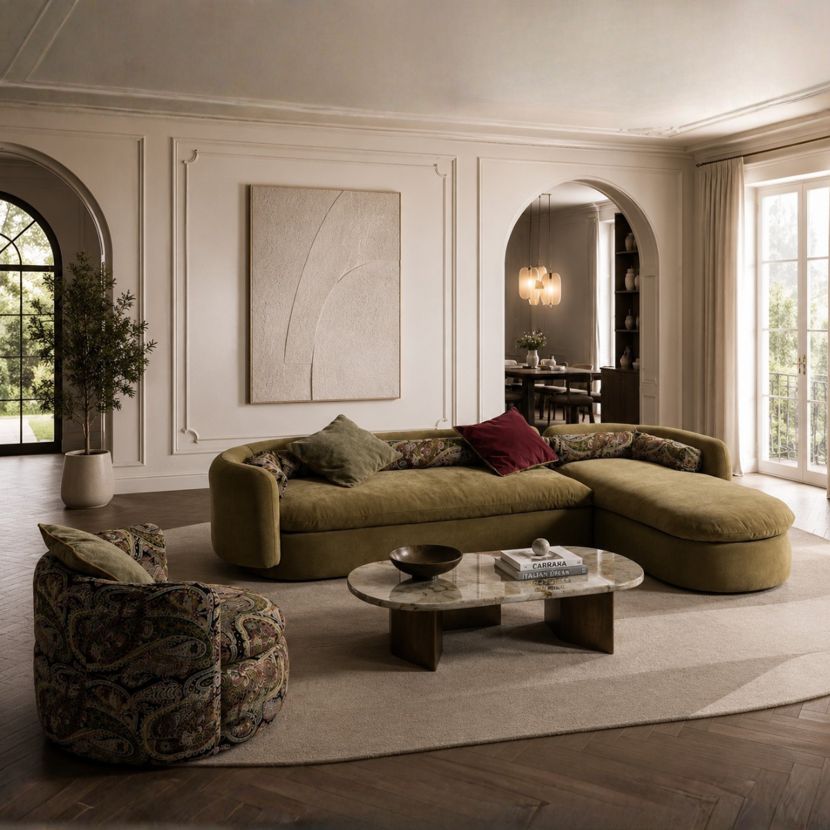 Colțar Modular Bellagio – Eleganță italiană în material bouclé