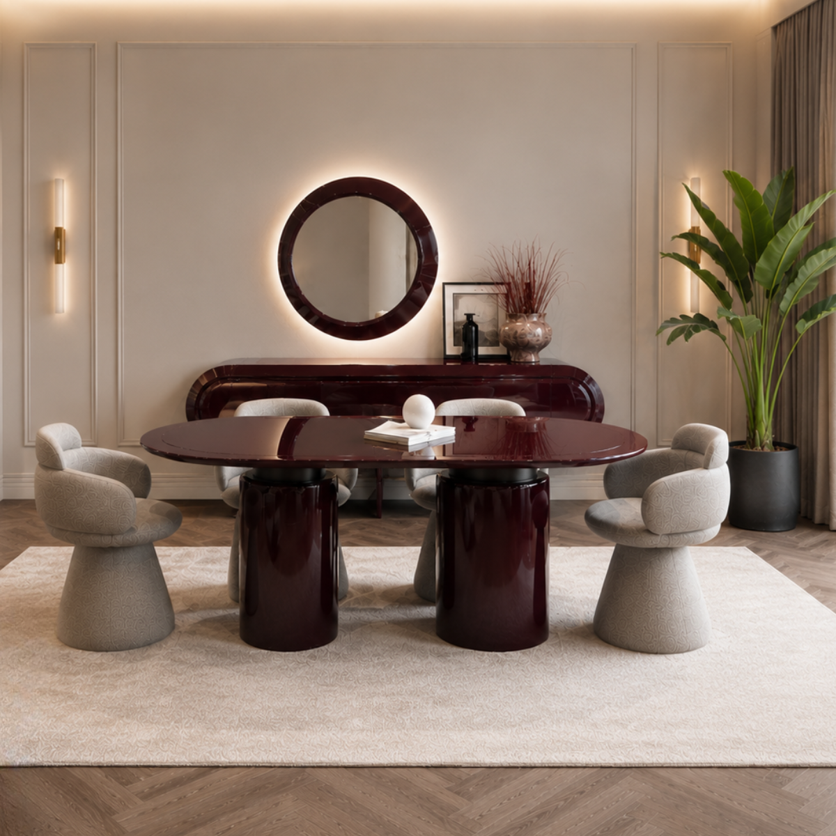 Masă Dining Conte – Masă Modernă Luxury Personalizabilă cu Blat Ceramic, MDF sau Sticlă