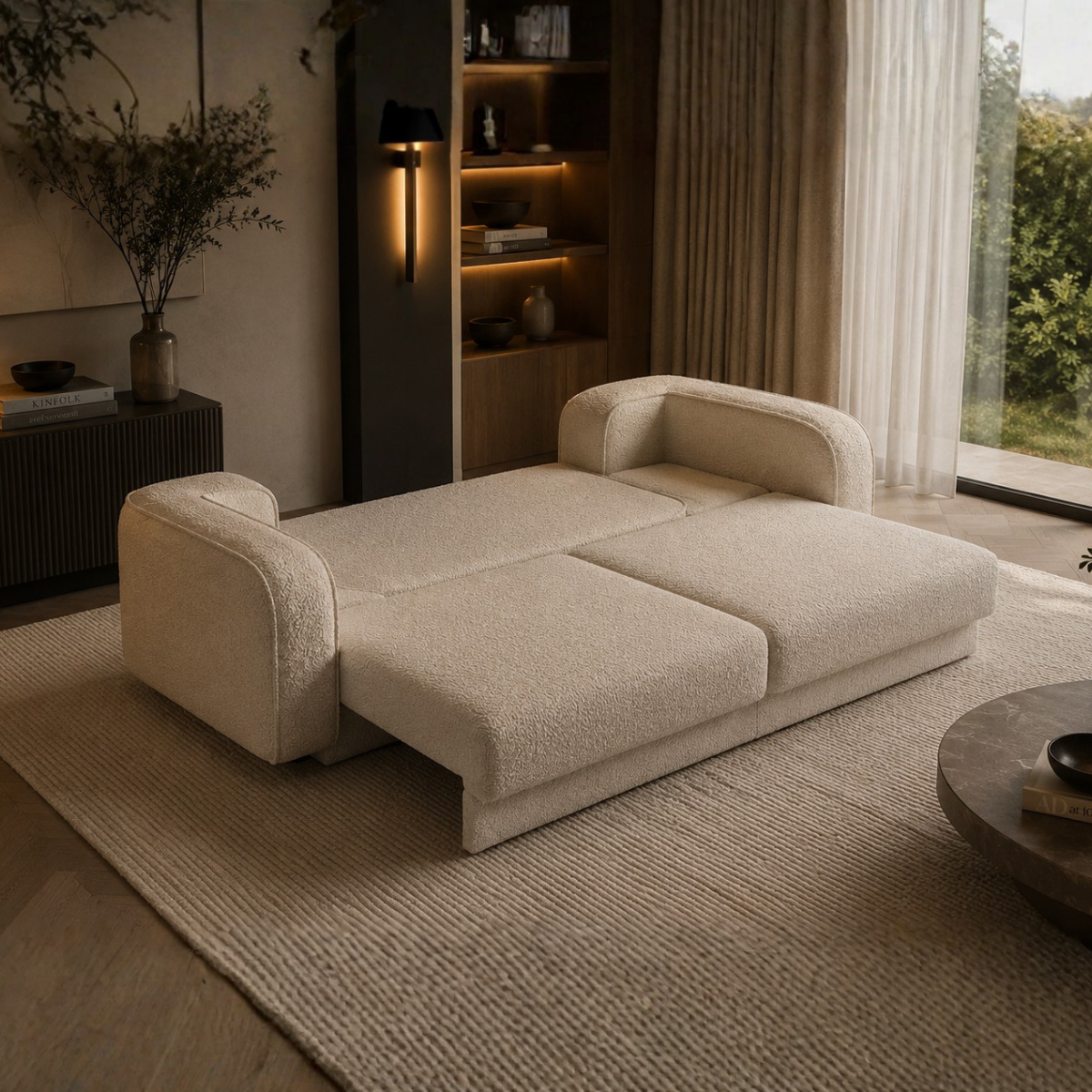 Canapea Extensibila Bouclé Ruby – design modern pentru living