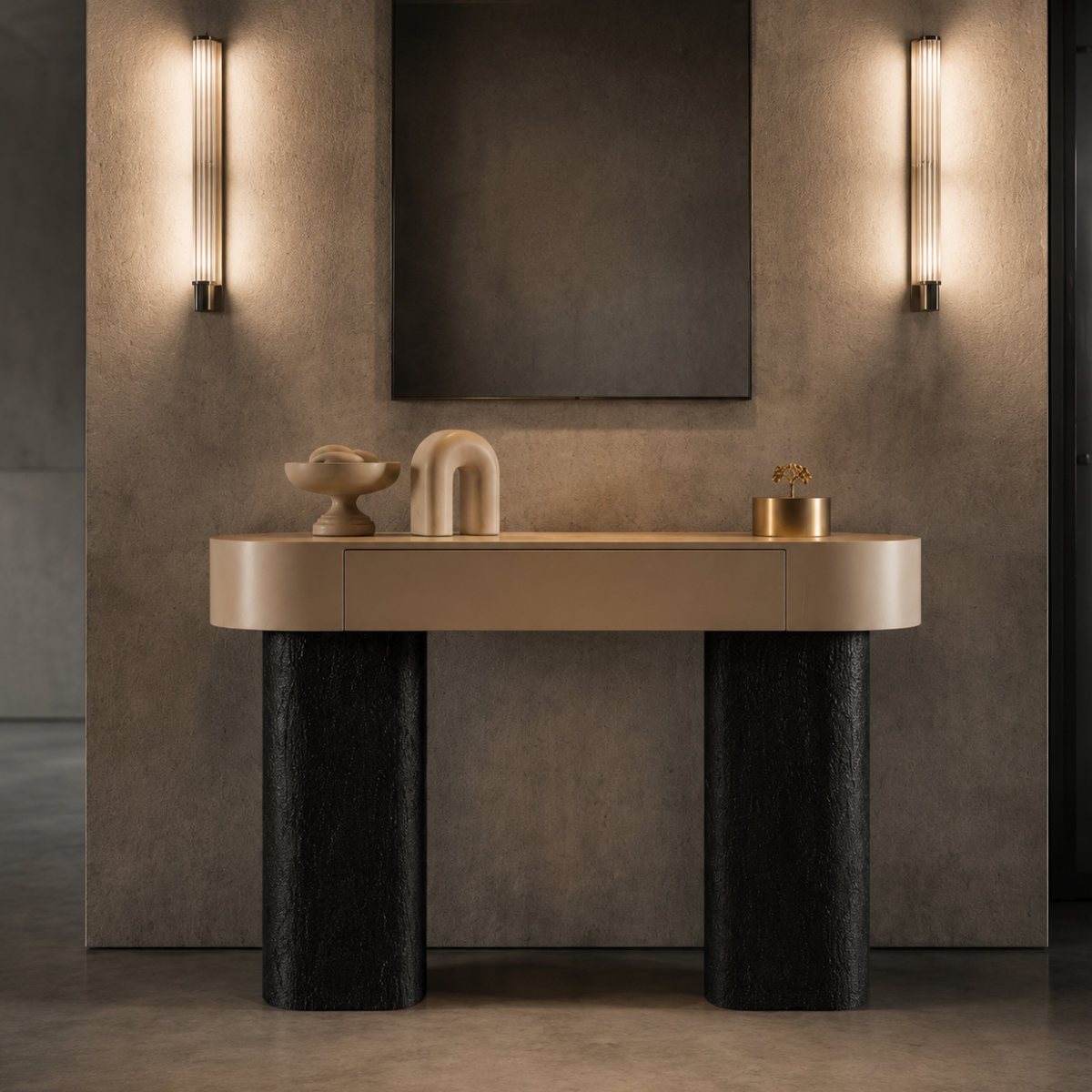 Consolă Luxury Rossi cu Blat din Piatră și Picioare Metalice