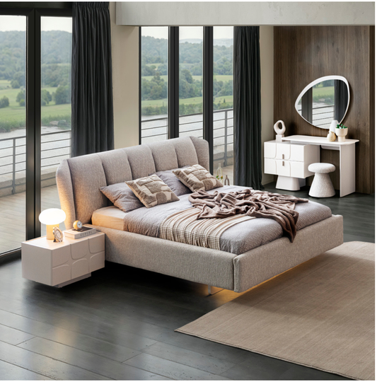 Pat Tapițat Bucle Lorin – Pat Modern cu Design Elegant și Confort Premium