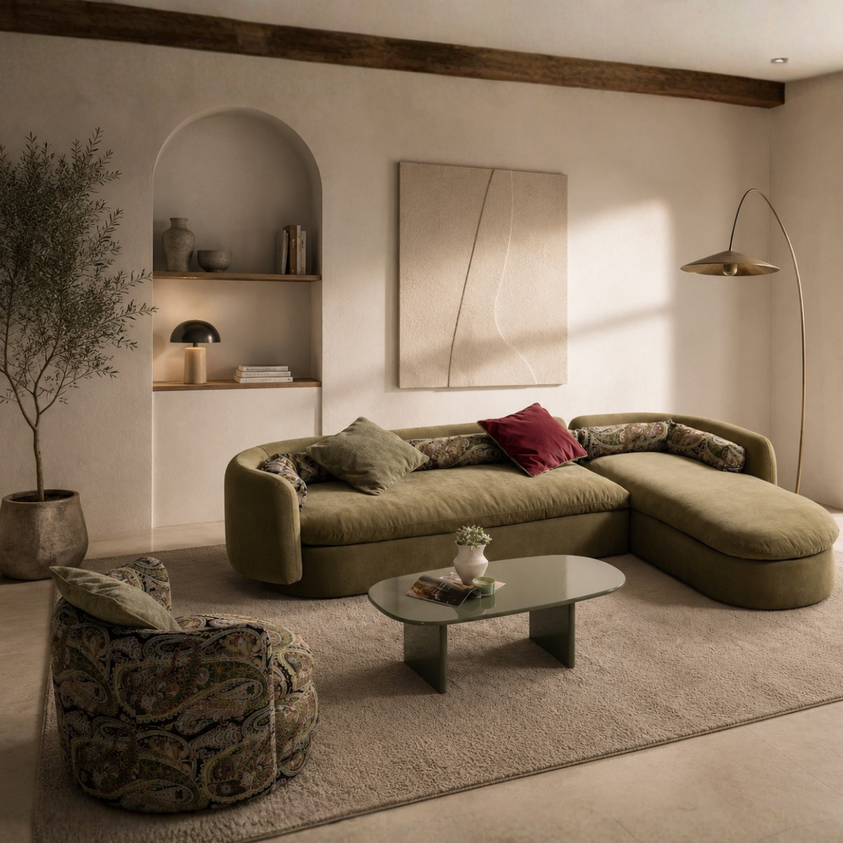 Colțar Modular Bellagio – Eleganță italiană în material bouclé