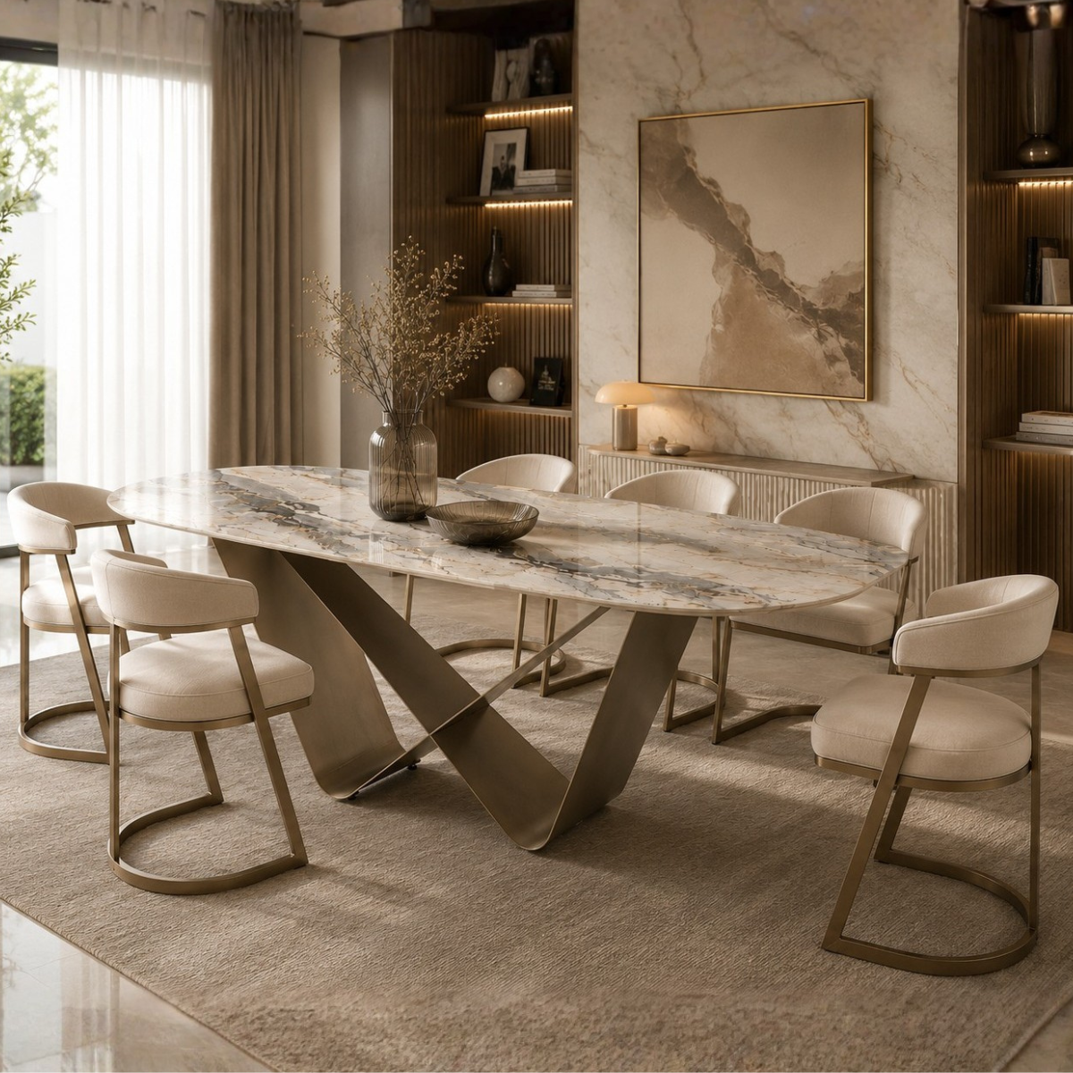 Masă Dining DOA – Design sculptural și blat ceramic
