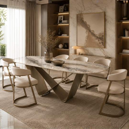 Masă Dining DOA – Design sculptural și blat ceramic
