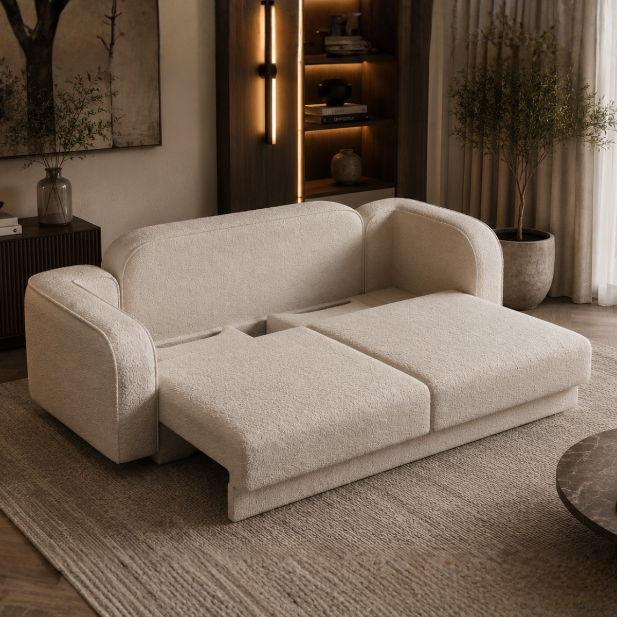 Canapea Extensibila Bouclé Ruby – design modern pentru living