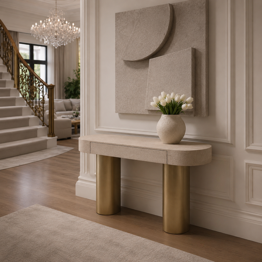 Consolă Luxury Rossi cu Blat din Piatră și Picioare Metalice