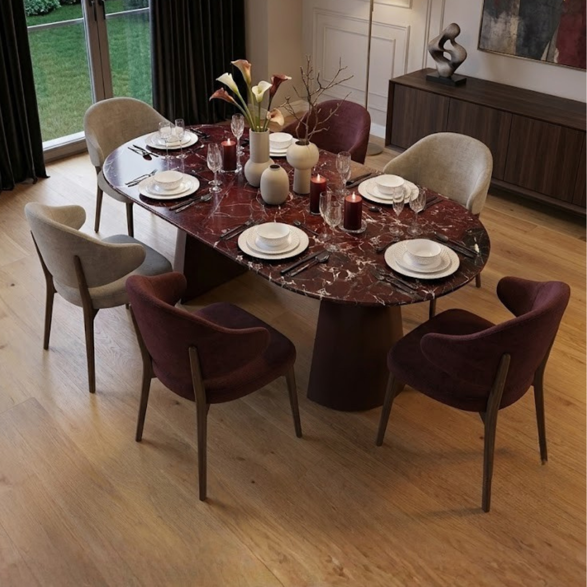 Masă Dining LUSSO 200x100 cm – Blat din Ceramică sau Marmură