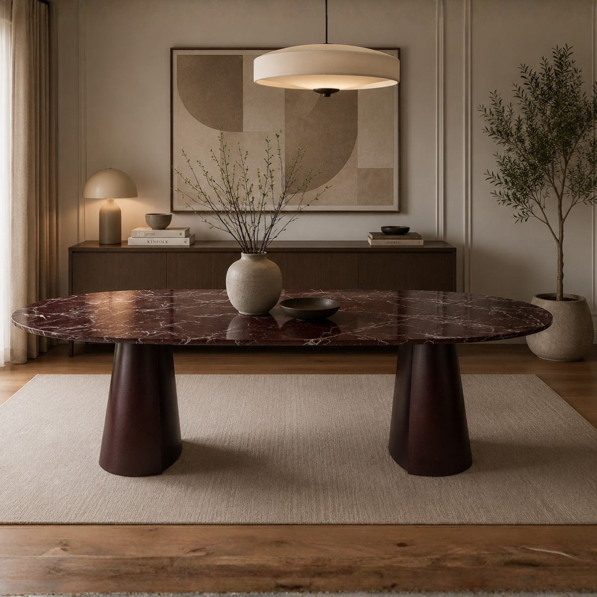 Masă Dining LUSSO 200x100 cm – Blat din Ceramică sau Marmură